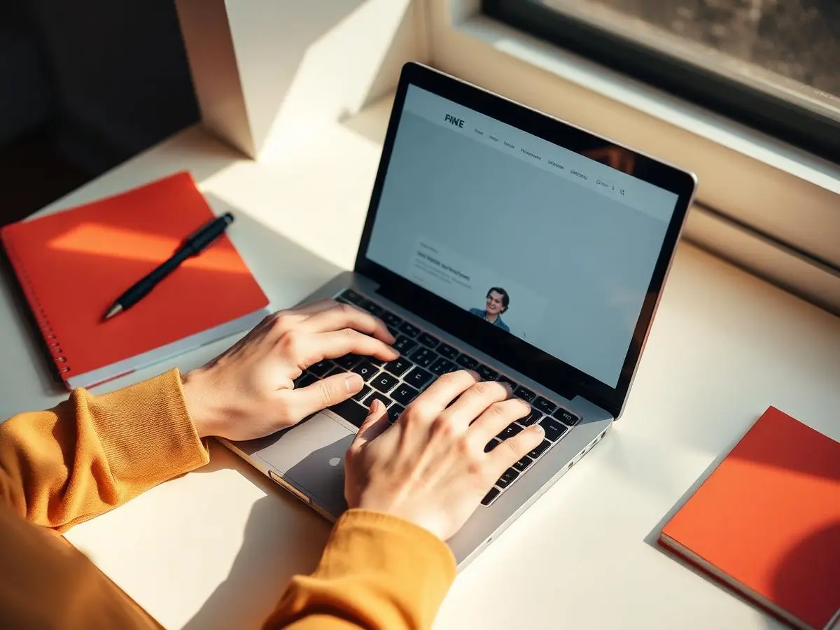 Website layouts being reviewed on a laptop and notebook